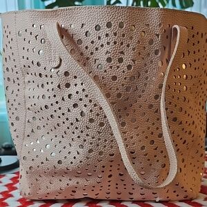 Perforated Tote Bag - Pink/silver
